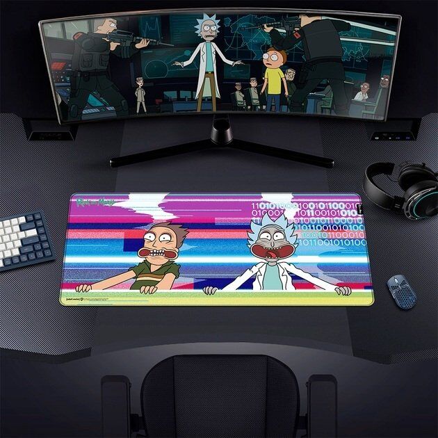 Коврик для мыши игровая поверхность Warner Brothers RICK AND MORTY Glitched Рик и Морти XL (90*42 cm)