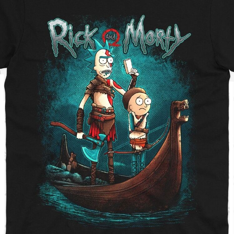 Футболка Morze Rick and Morty as God of War T-Shirt Рик и морти как Бог войны (размер L)