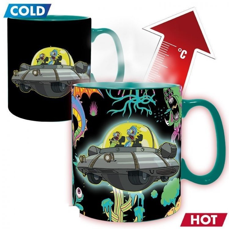 Кружка Rick and Morty Spaceship Ceramic Mug Чашка Рик и Морти 460 ml (теплочувствительная) 