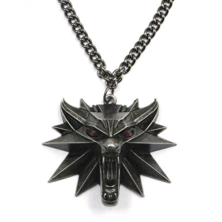 Кулон 3D Відьмак (The Witcher) медальйон Геральт метал червоні очі