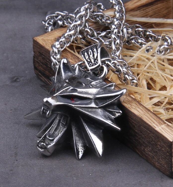 Кулон Геральта медальон 3D Ведьмак (The Witcher) с нержавеющей стали сплошной + мешочек