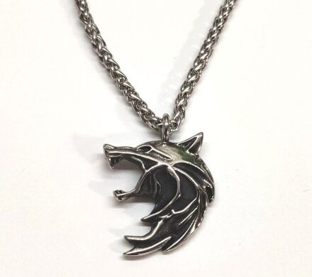 Кулон Геральта медальйон 3D Відьмак (The Witcher) з нержавіючої сталі + деревяний бокс №3