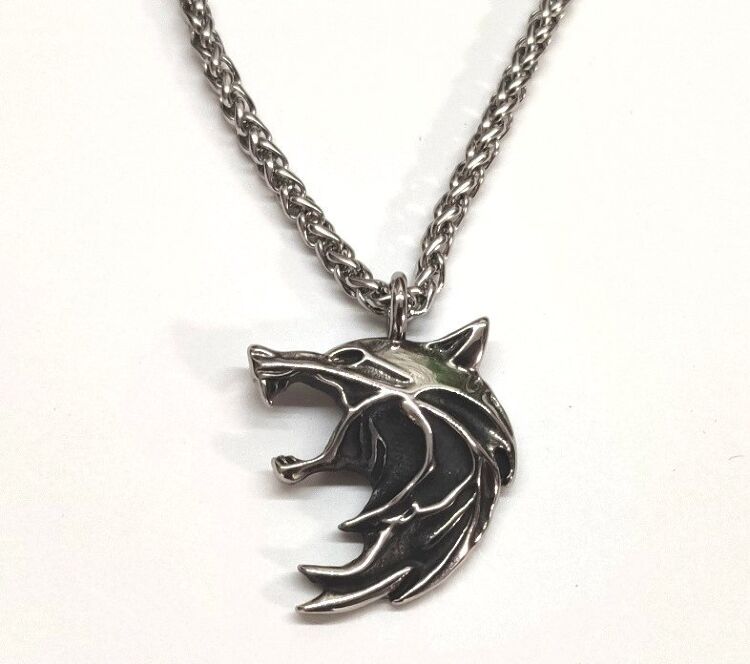 Кулон Геральта медальон 3D Ведьмак (The Witcher) с нержавеющей стали + деревянный бокс №3