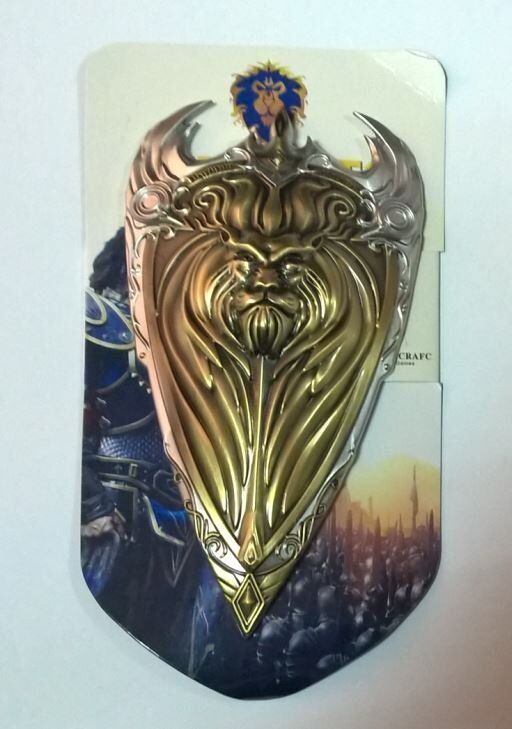 World of Warcraft Alliance Logo Golden Shield Metal